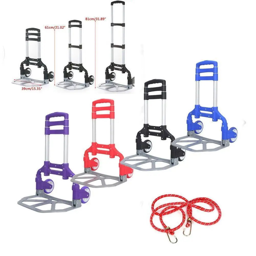 

Cart Folding Dolly Push Truck Hand Trolley Luggage Aluminium Bungee Cord New