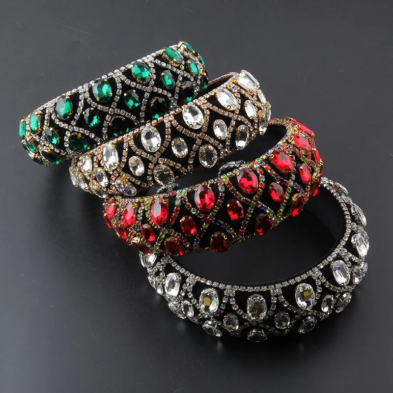 Headwear New Baroque Wide Sponge Set Rhinestone Geometric Hair Hoop Ladies Light Luxury Beautiful Hair Accessories Women 855