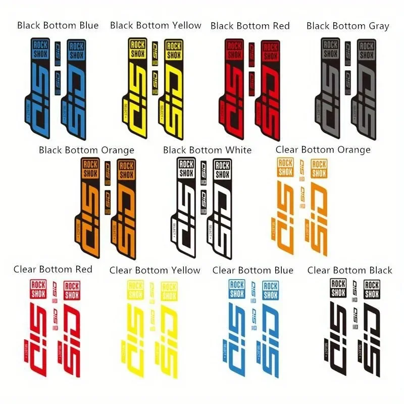 

1 SET ROCKSHOX SID SELECT + Front Fork Stickers - Clear Vinyl Stickers, Blue and Orange Design, Durable Paint Protection