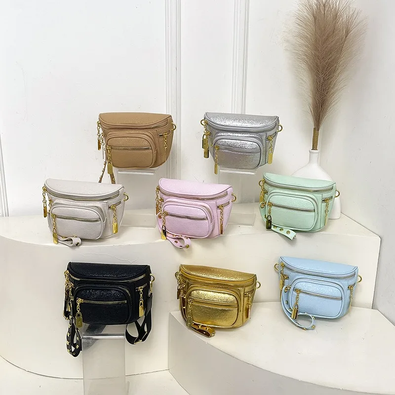 Ladies Single Shoulder Breast Bag Korean Version Multi-color Double Compartment Trendy Messenger Camera Bag Rivet Design Casual