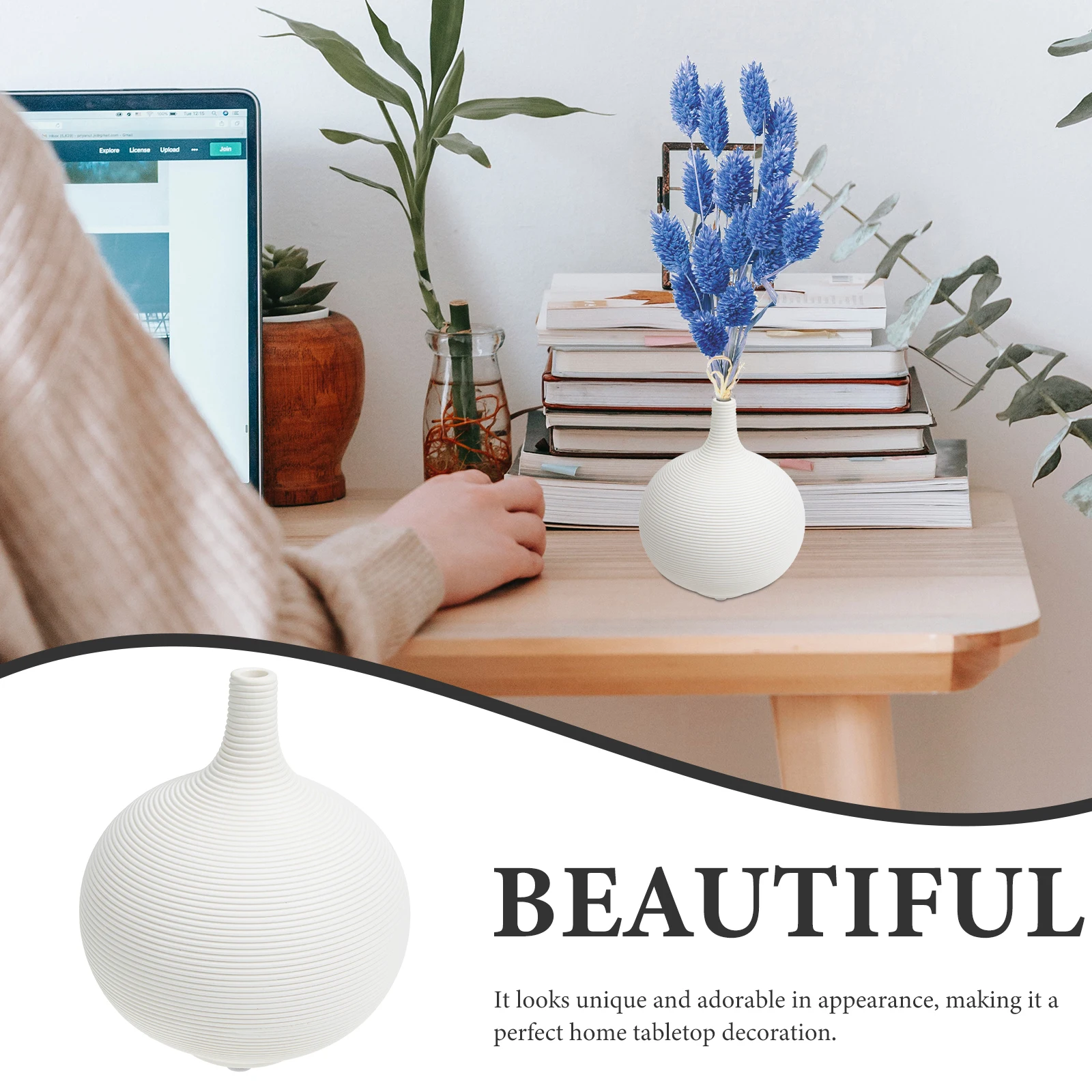 

Dried Flower Vase Simple Ceramic Vase Unique Home Bedroom Desktop Decoration Dried Flower Holder Floral Arrangement Container