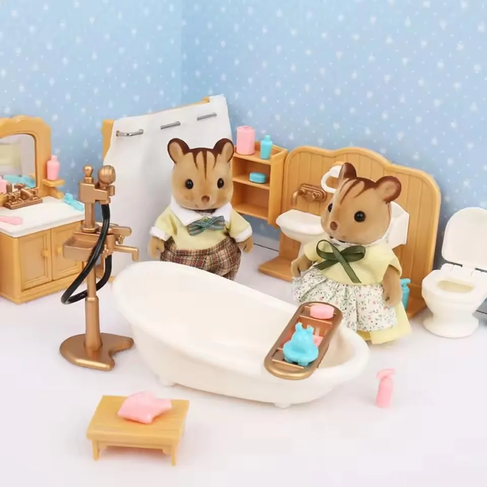 1/12 Scale Dollhouse Furniture Set Bedroom Bathroom Kitchen Livingroom Miniature DIY Accessories for Kid Pretend Play Mini House view 3