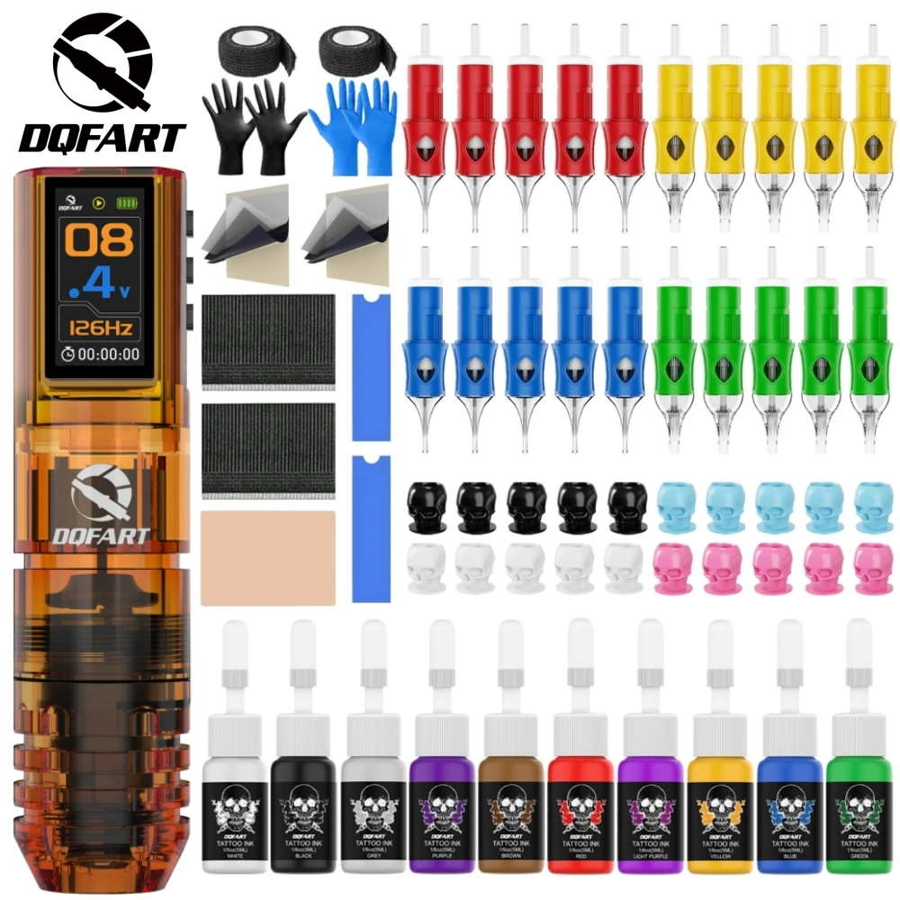 DQFART P3 Electric Wireless Tattoo Machine Set Supplies Accessories Needles Body Art Creative Designs Beginner Tattoo Artists