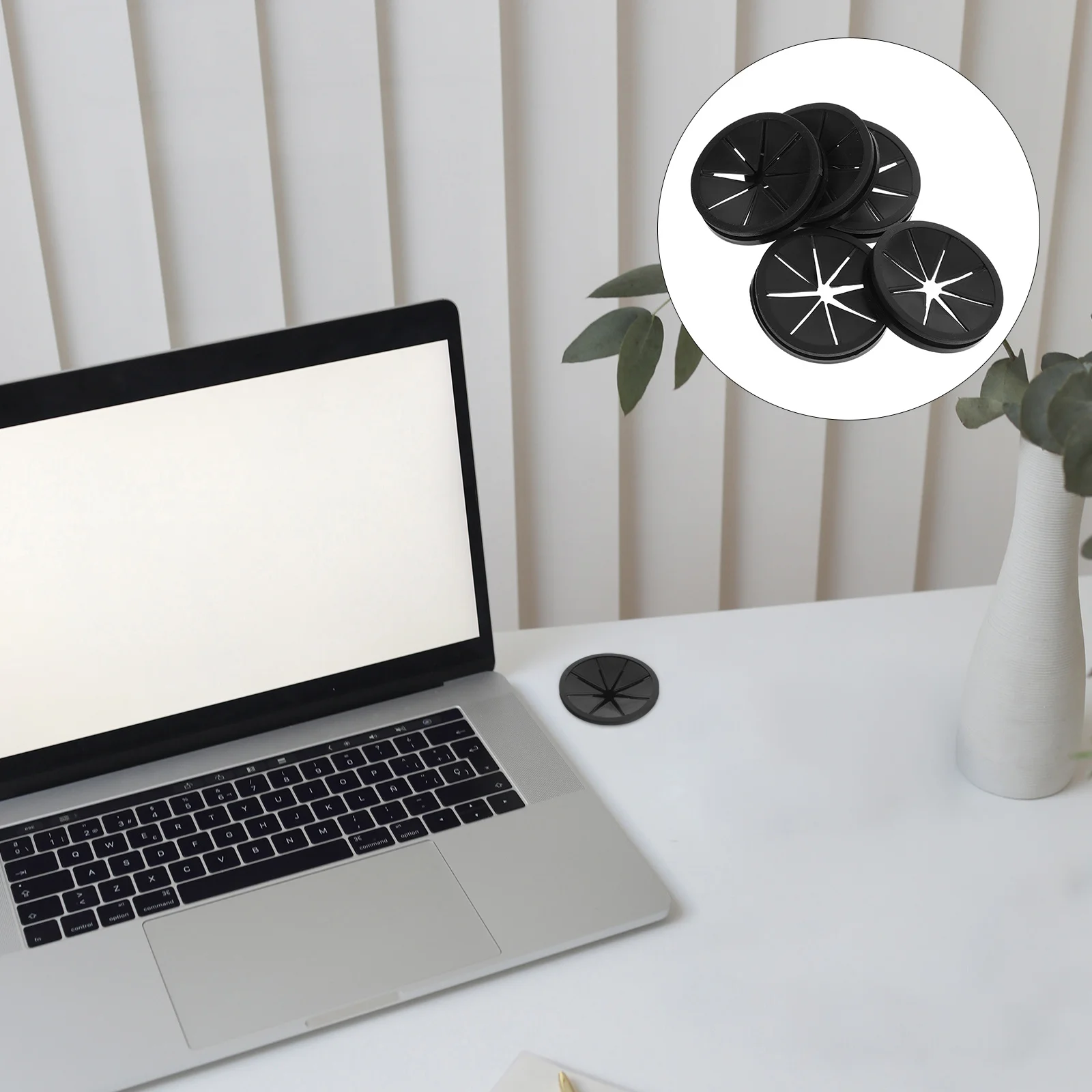 

5Pcs Computer Desk Grommet Black Flexible Wire Organizer for Home Office Cable Cord Management Desk Hole Cover Wire Storage
