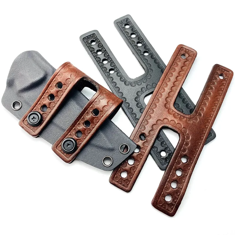 Tactical Cowhide Double Bar IWB Belt Loops Waist Rings With Screws Kit For Knife KYDEX Sheath Scabbard Holsters DIY Making Parts