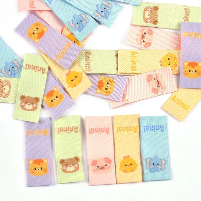 50 pz 39x15mm Kawaii Cartoon Piggy/Bear/pulcino etichette per ricamo etichette per vestiti per bambini accessori per cucire artigianato fai da te