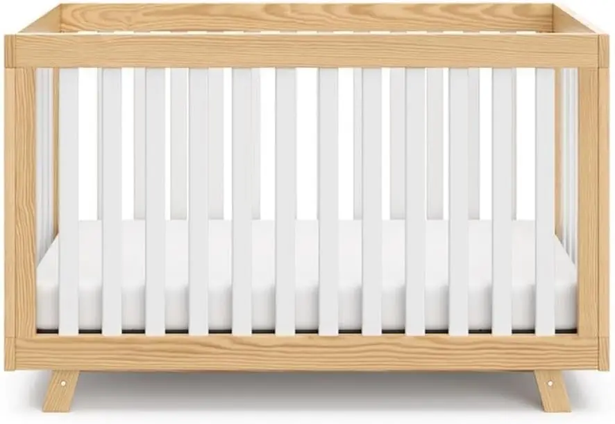 3-in-1 Convertible Crib - Natural with White Slats