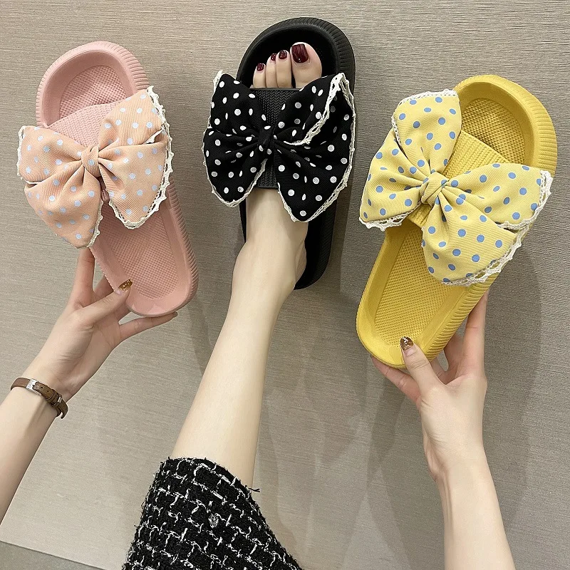 

Women Bow Slippers Soft Thick Sole Non Slip Cloud Comfort Indoor Outdoor Sandals