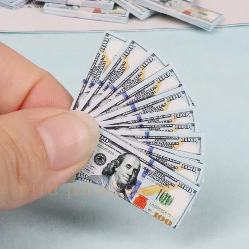 Miniature Items Mini Dollar Euro Korean Won Money Banknotes Model for Barbie Doll Ob11 1/6 1/12 Action Figure Dolls Accessories