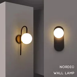 Nordic Wall lamp Golden Wall Lights With Milky Special Glass Round Ball For Home Indoor Decor Bedroom Bedside Wall Lights