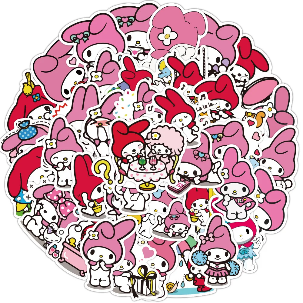 Sanrio-pegatinas de dibujos animados de My Melody para niñas, pegatinas Kawaii para maleta de ordenador portátil, papelería impermeable, juguetes para niños, regalo, 10/30/50 piezas