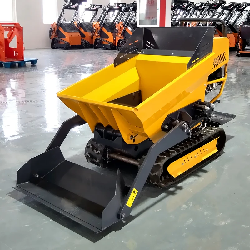 คู่มืออัตโนมัติแบบกําหนดเอง Mini Tracked Dumper ไฮดรอลิกดีเซล Dump Transporter มัลติฟังก์ชั่น Crawler Mini Dumper Truck