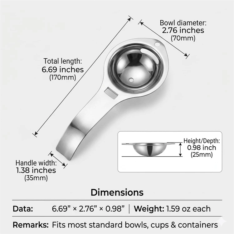 Egg Separator Egg Yolk White Filter Stainless Steel Egg White Yolk Sifting Filter Egg Divider Kitchen Gadgets Egg Extractor