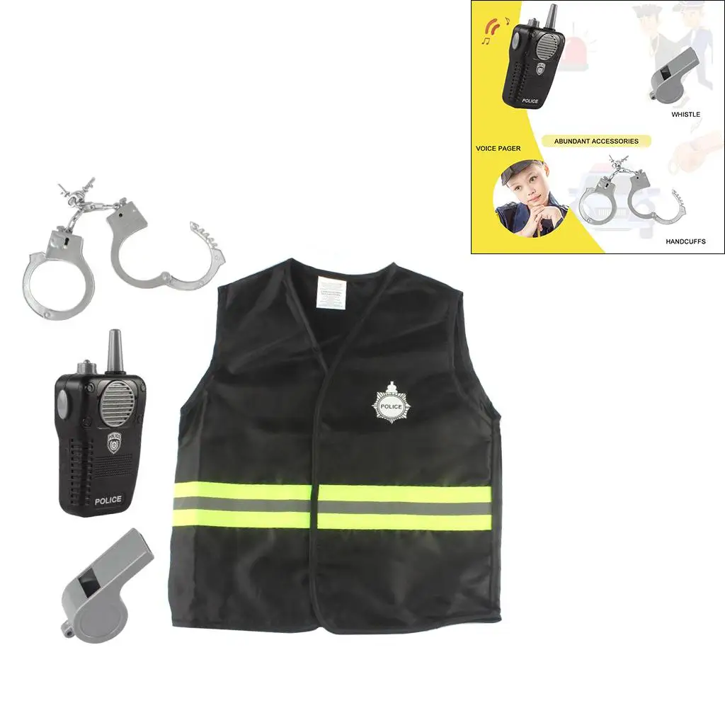 Kids Police Officer Cosplay Costume Set Party Fancy Clothing Set Children's Day Wear Girls Policeman Uniform Set With Accessory