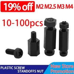 Nylon PCB Standoff M2 M2.5 M3 M4 Black Plastic Screw Standoffs Nut Spacers Male To Female Motherboard Hexagon Thread Pillar Bolt