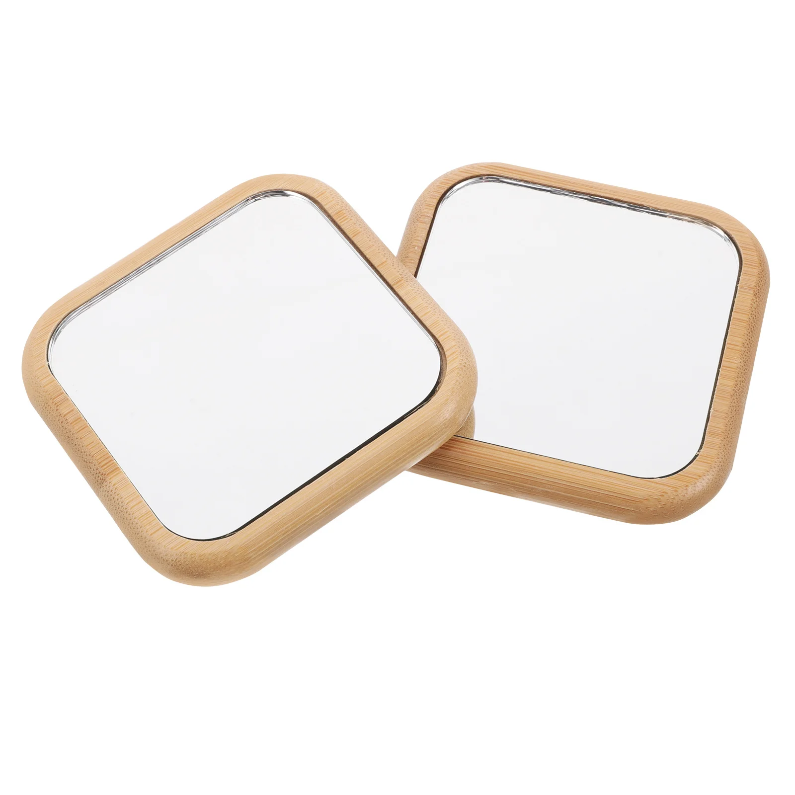 2 stuks houten compacte spiegel draagbare kleine lichtgewicht handspiegel voor reismake-up portemonnee meisjes compacte spiegels