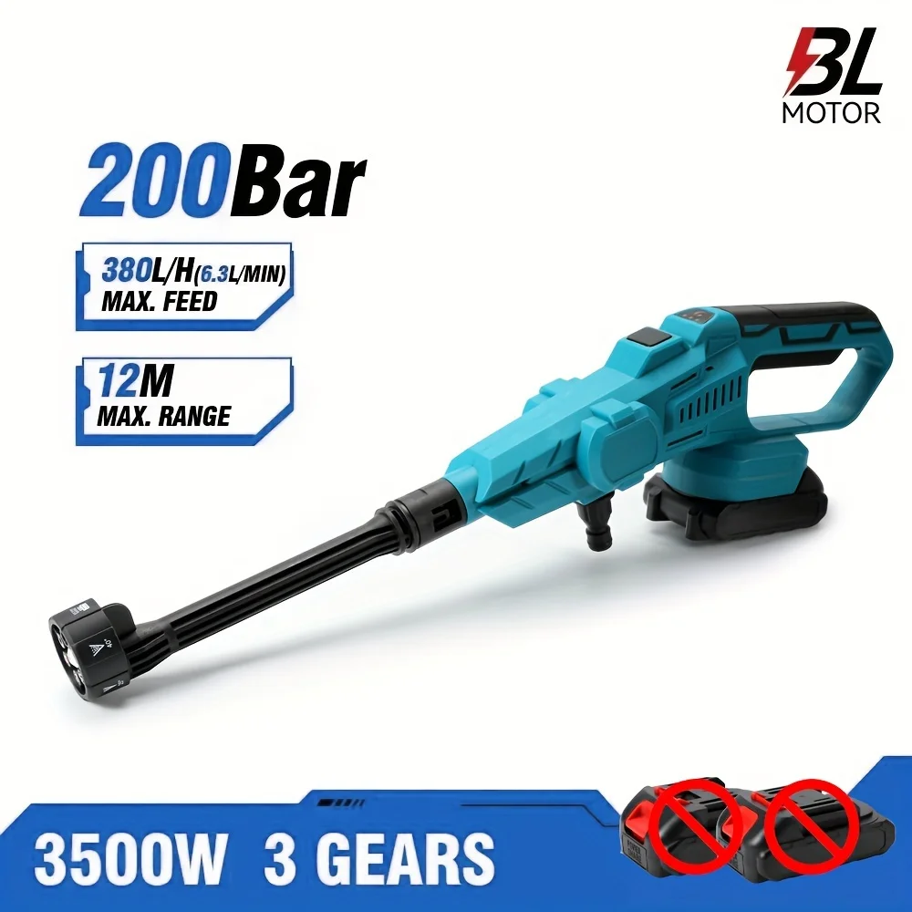 3500W 200Bar Brushless Electric High Pressure Washer Cordless Efficient Car Garden Cleaning Spray Gun ToolFor Makita 18V Battery