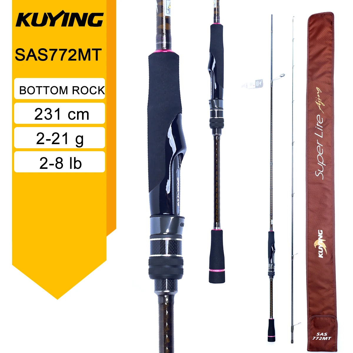 KUYING SUPERLITE Ajing Bottom Fish 6'8" 7'6" 7'7" 8'6" Vissen Lokken Hengel Casting Spinning FUJI Onderdelen Power X Carbon Light Rock