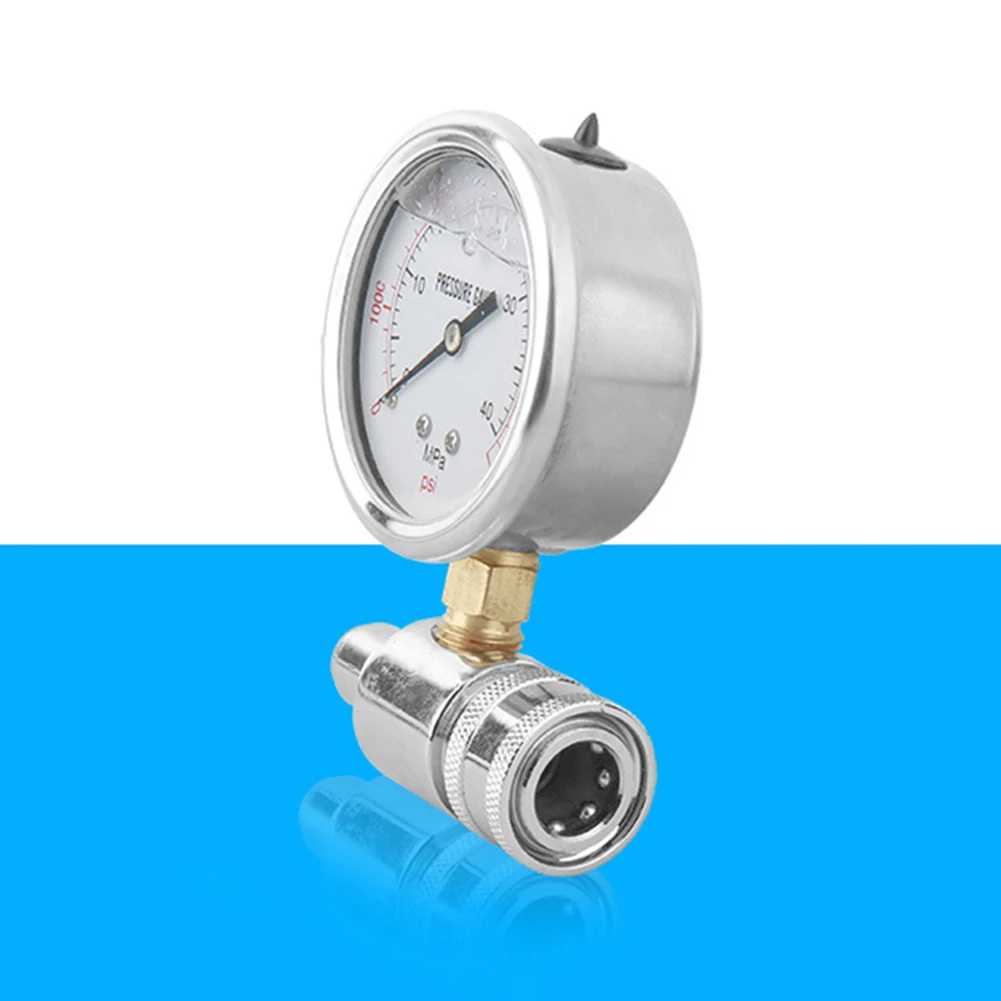Industrial Pressure Gauge with 3/8 Quick Connect for Pressure Washer Equipment 6000 PSI Range 0 to 40 MPa Class 2.5 Performance