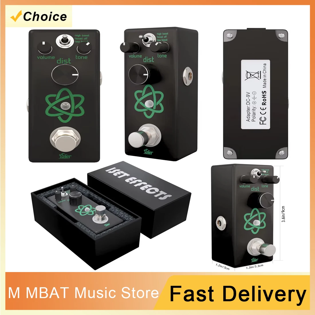 

ISET PD-3 Heavy Metal гитарная педаль эффектов Hight Boost/Boost Off/Low Boost мини одиночная гитарная педаль True Bypass гитарные детали