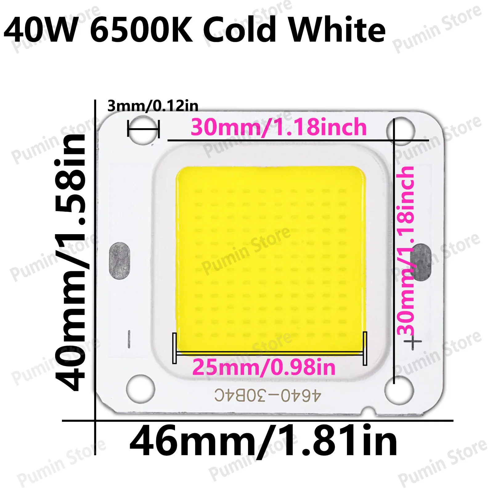 LED luminoso COB SMD Square Integrated 4640 Chip Square Integrated DC12-14V 40W Cold Warm White 30B4C 2500mA Spotlight Accessory