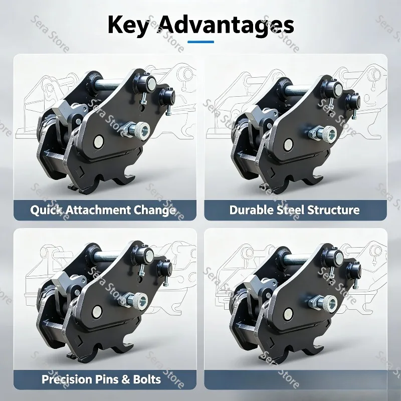 Mini Excavator Quick Coupler, Hydraulic Quick Hitch Connector, Fast Switch Multiple Attachments, Convenient & Efficient