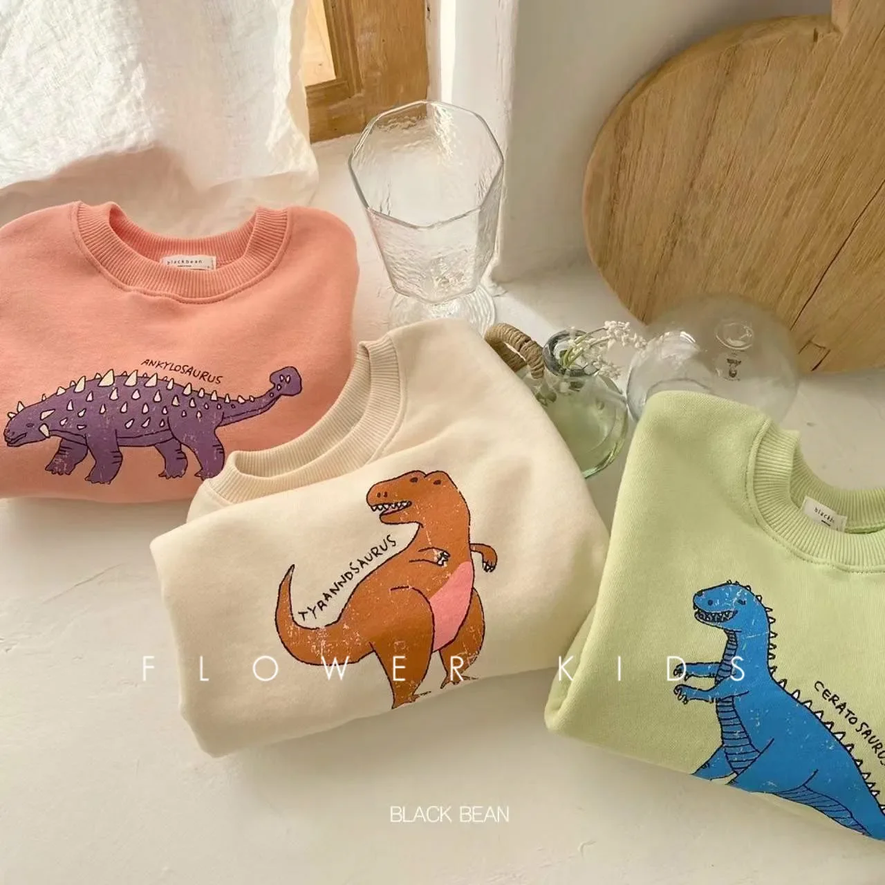 Spring Autumn Long Sleeve Sweatshirt 2-7Y Kids Cute Cartoon Pullover 2025 New Children Boys Cotton Shirt Top Dinosaur Casual Top