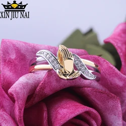 Designer Original Brand New Inlaid Applause Gorgeous Ladies Electroplated Silver Ring Exquisite Unique Charm Engagement Jewelry