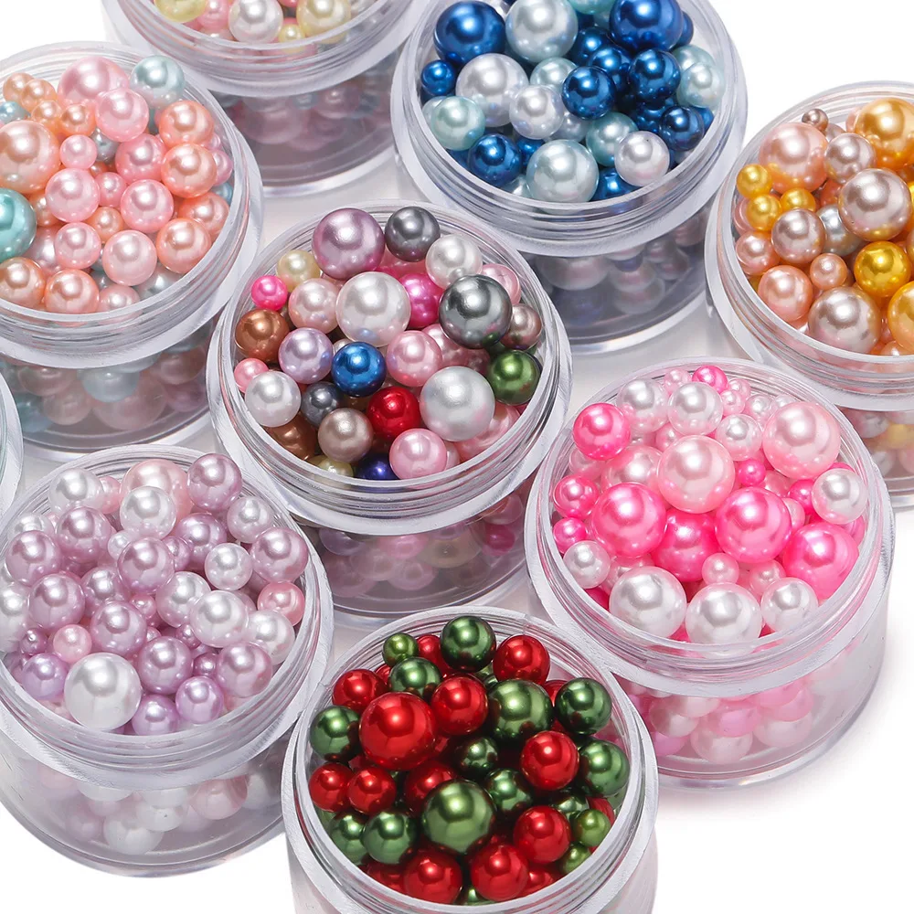 

Symphony Non-porous Imitation Pearl Round Beads Mixed Size Loose Beads Handmade Diy Macaron Color Creative Filling Box