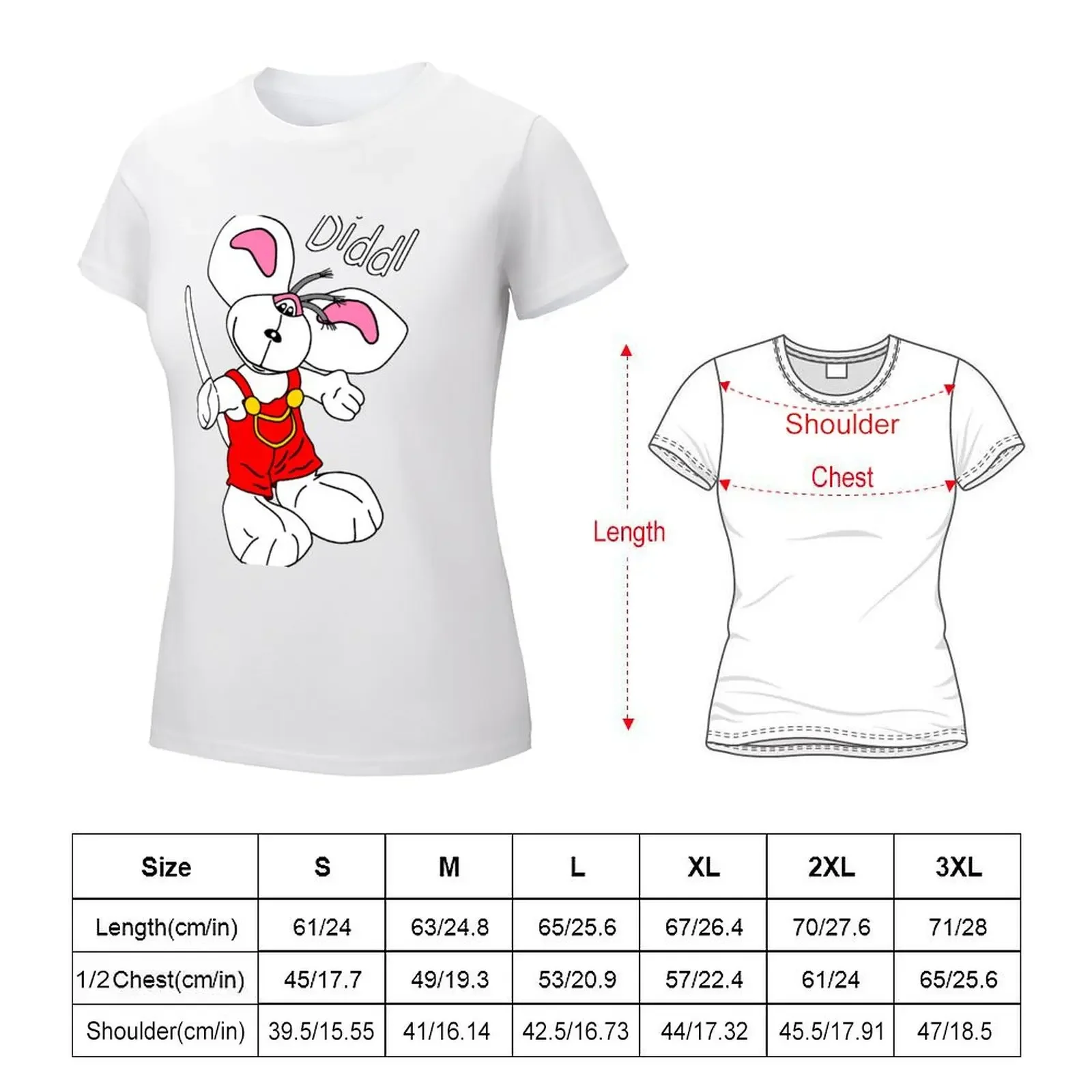 Diddl Red Standing T-shirt kawaii clothes cute tops lady clothes T-shirt Women