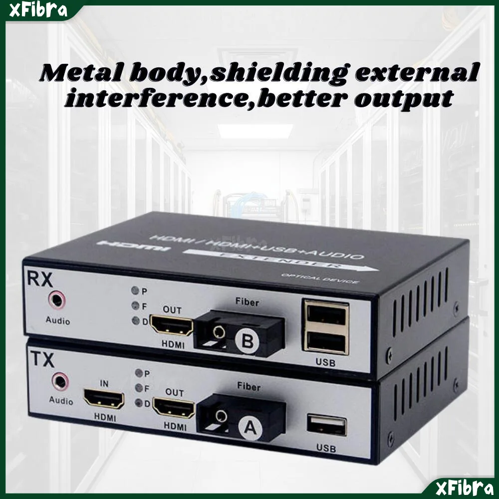 1 Para Konwerterów HDMI-USB 1080P z HDMI+Local Loop Out+USB Dual Use, Światłowodowy Przedłużacz 20KM SC, Transceiver Wideo