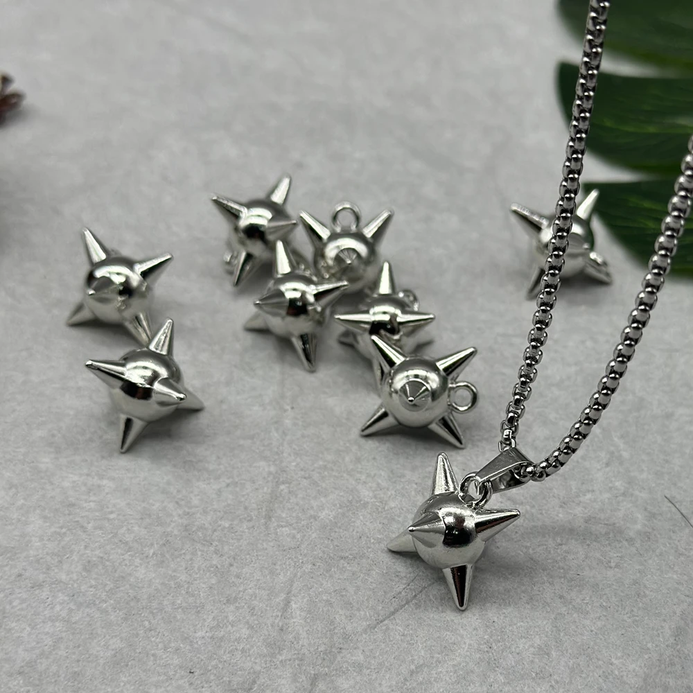 10pcs 15mm*15mm Gothic 3D Spiky Ball Pendant DIY Jewelry Finding Spike Morning Star Flail Dangle Charms Jewelry Making image 3