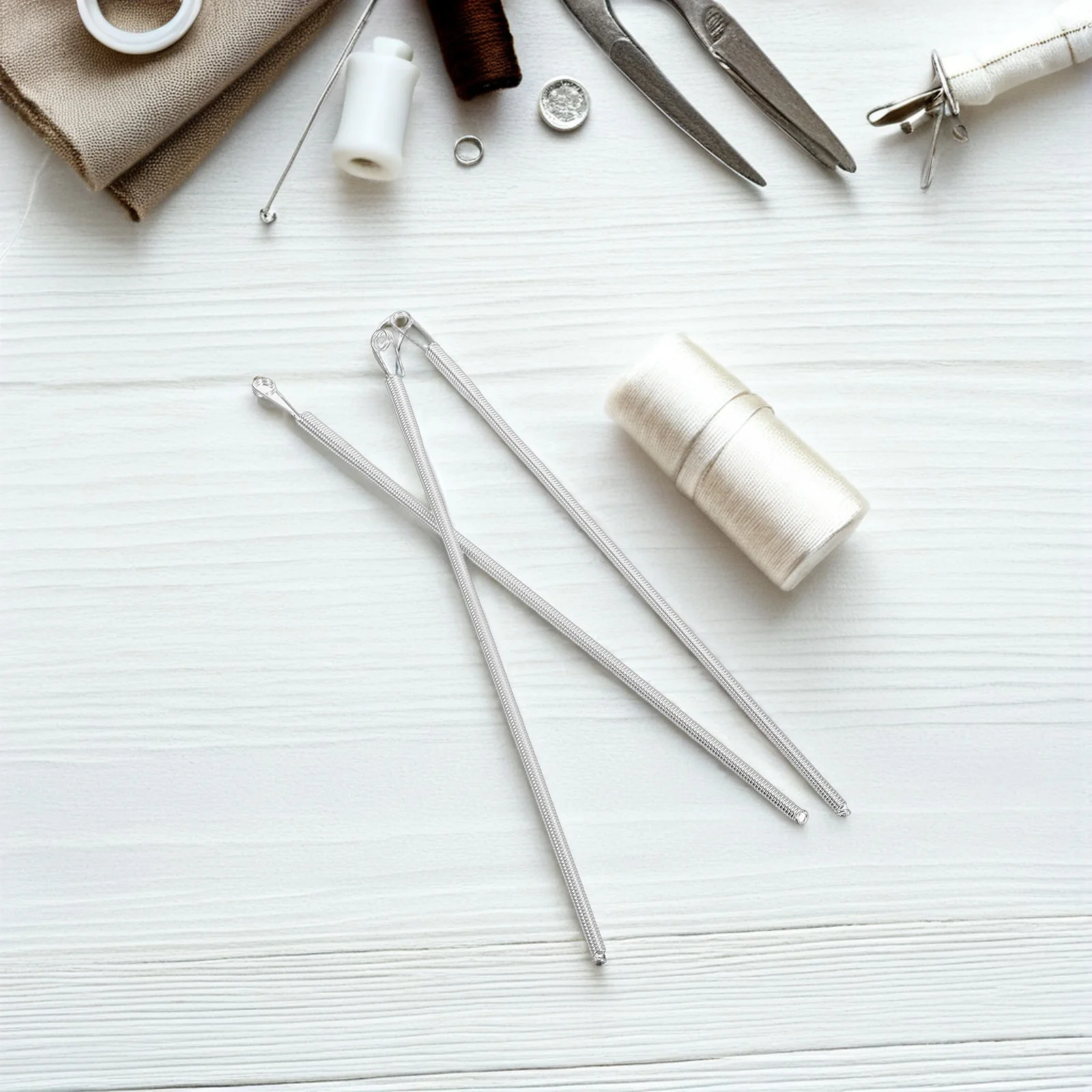 

3Pcs Spring Threading Tool Metal Sewing Drawstrings Replacement Drawstring Cord for Pants Elastic Clamp DIY Threader