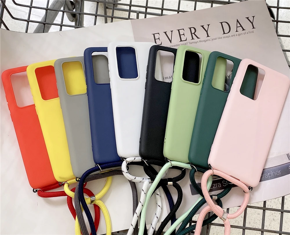 50 Strap Cord Lanyard Phone Case For Samsung Galaxy S21 S20 FE S7 Edge S8 S9 S10 S10e Note 9 10 Plus Lite 20 Ultra 5G Back Cover