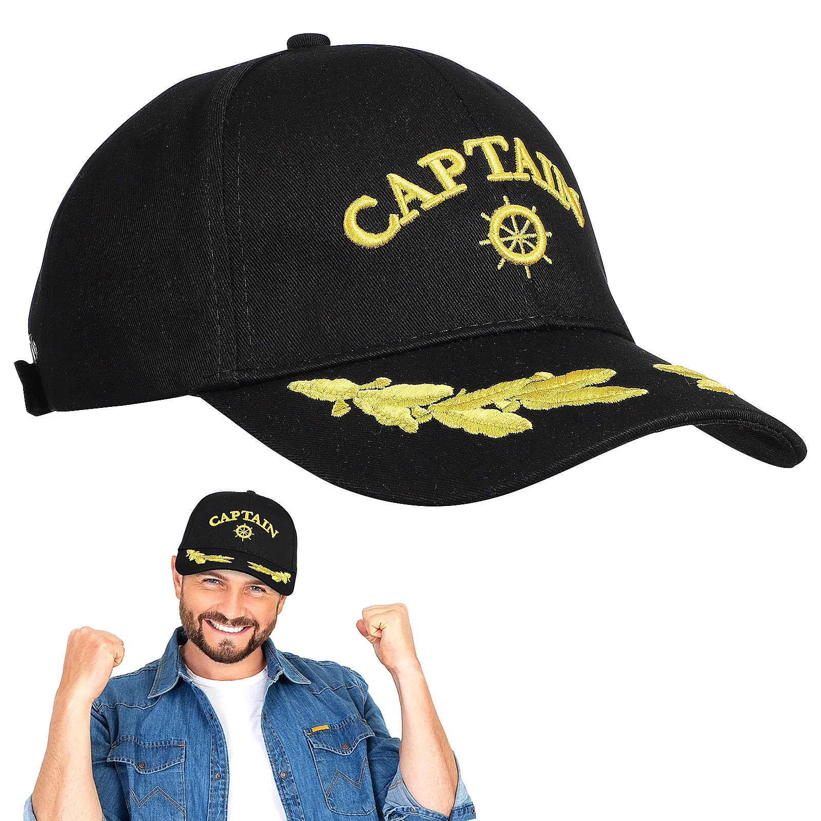 

1PC Baseball Sun Hat for Women Men Cotton Adjustable Caps Breathable Black Captain Peaked Hats Outdoor Carnival Gift