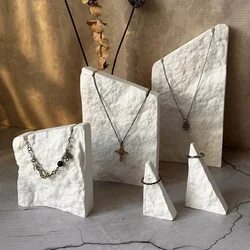 Creative Rock Slab Necklace Stand Plaster Mold DIY Jewelry Display Stand Earring Tray Rectangular Concrete Resin Silicone Mold