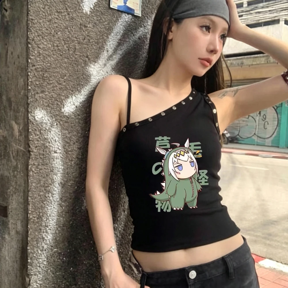 Umamusume Pretty Derby crop top girl party summer goth kawaii vintage tshirt streetwear japan gyaru
