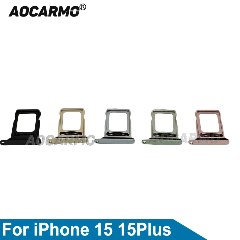 Aocarmo Dual Sim Card For iPhone 15 15Plus SIM Tray Slot Holder Replacement Parts