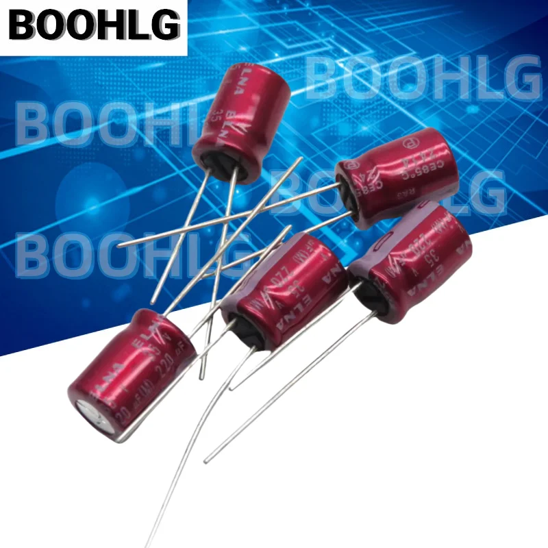5PCS 220UF 35V Audio Capacitor 35V 220UF 8X12 RA3 Purple Red Robe