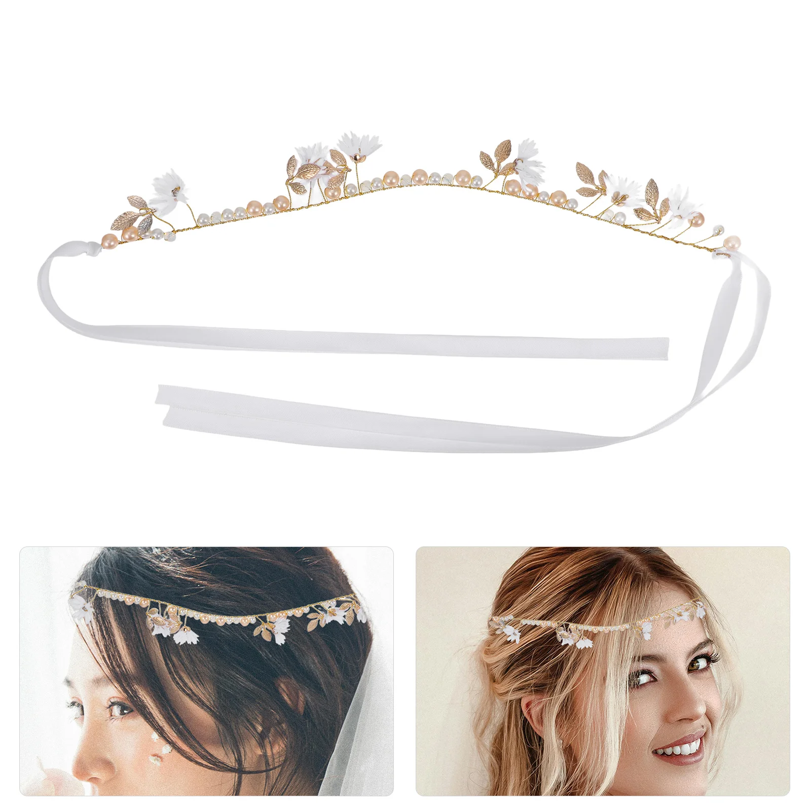 

Sparkly Rhinestone Wedding Hair Vine Fake Pearl Bridal Headband Headpiece Hair Accessories for Bridesmaids Bride