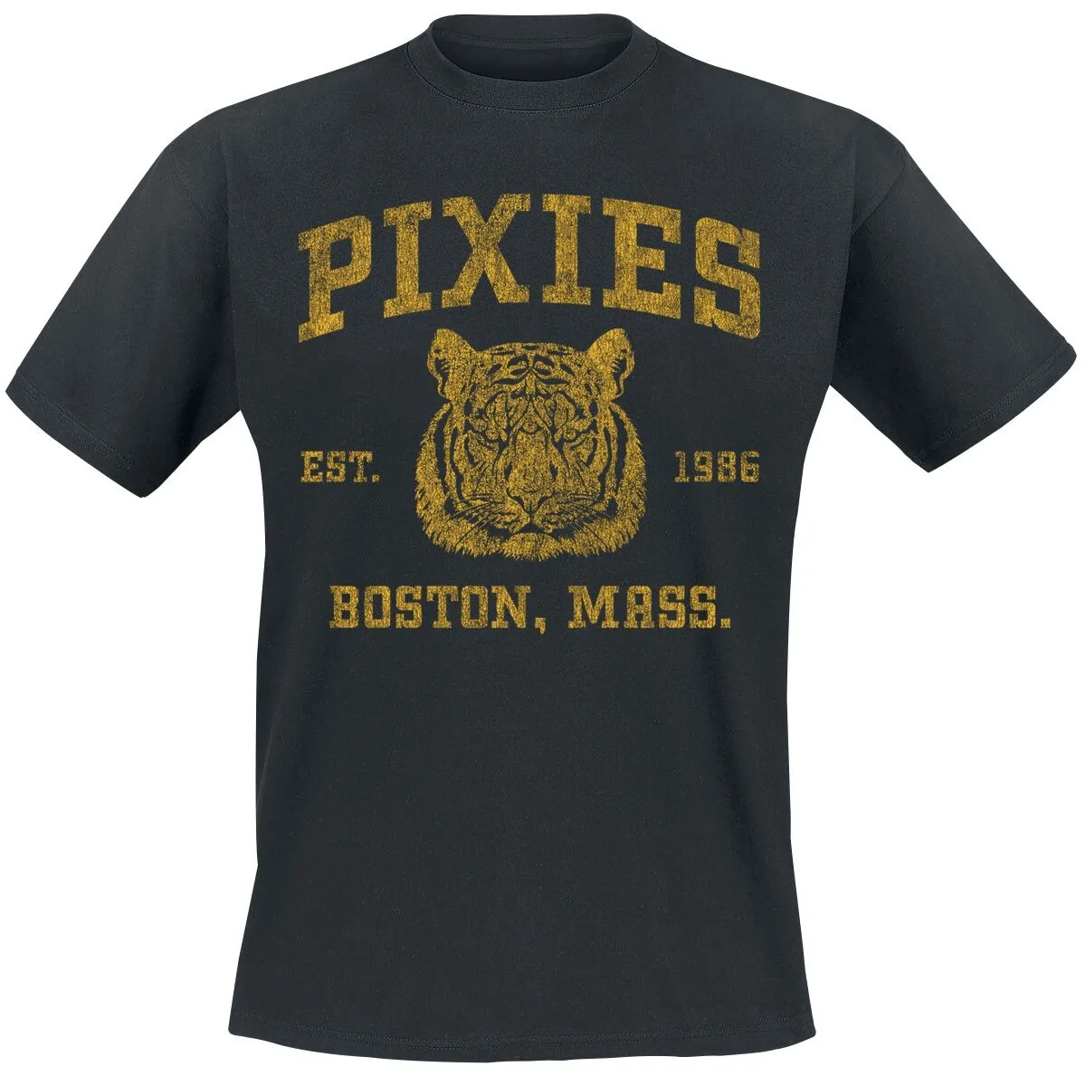 Pixies Tiger Head College Style Print T-Shirt, 100 % Baumwolle, Unisex, Alternative Rock Vintage Streetwear, Fan-Grafik-T-Shirt