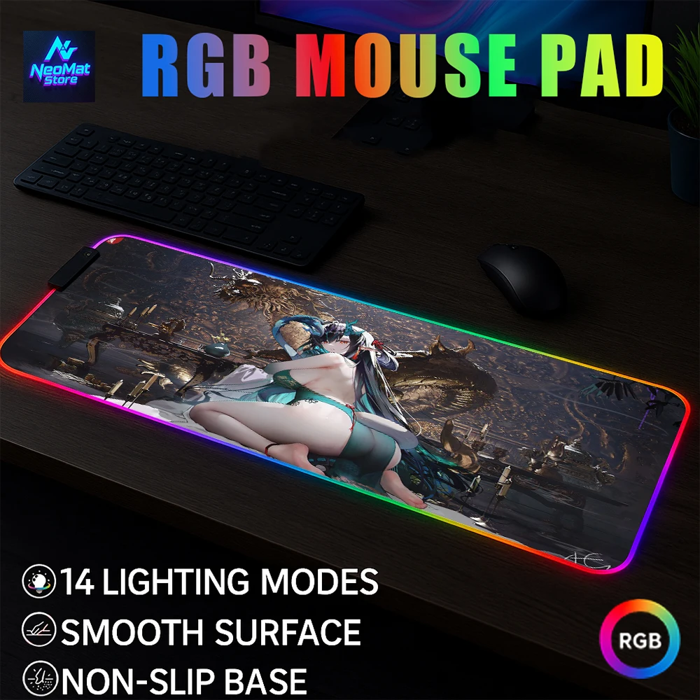 Led Gaming Mats Sexy Mousepad Xxl Rgb Mouse Pad Laser Pc Mat with Backlight Glowing Keyboard Mat Hentai Nsfw Gamer Table Decor