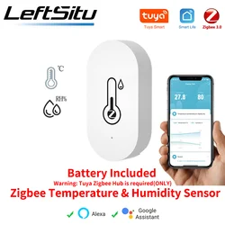 Tuya ZigBee Smart Temperature and Humidity Sensor Indoor Hygrometer Battery Powered Support Alexa Google Home Voice Control