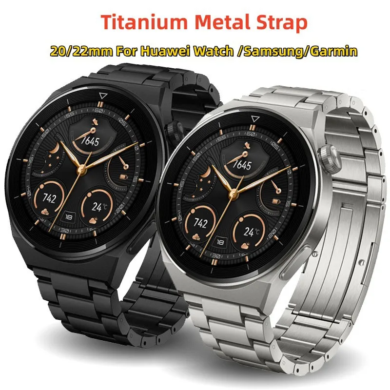 Suitable for Samsung Jiaming Huawei original buckle strap, three bead titanium alloy 20mm/22mm metal watch strap