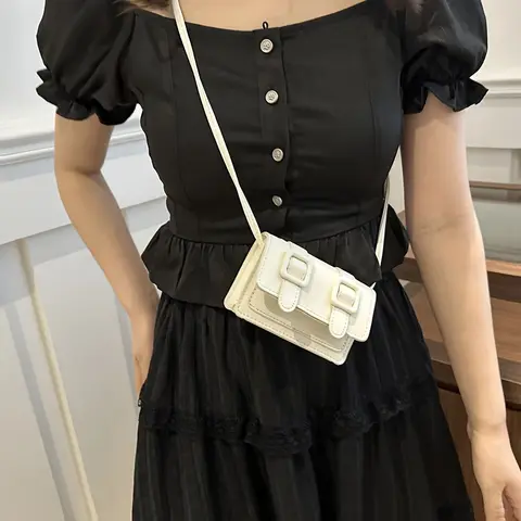 Mini PU Crossbody Tas voor Dames Casual Flip Schoudertas Lichtgewicht Afgeveegd met een vochtige stof Verstelbare schouderriem