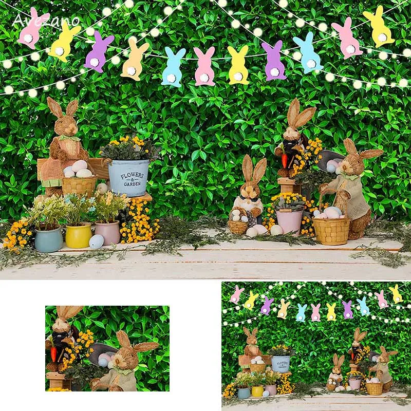 

Avezano Photography Backdrop Spring Easter Flower Garden Grass Wall Bunny Baby Portrait Background Decor Photo Studio Photophone