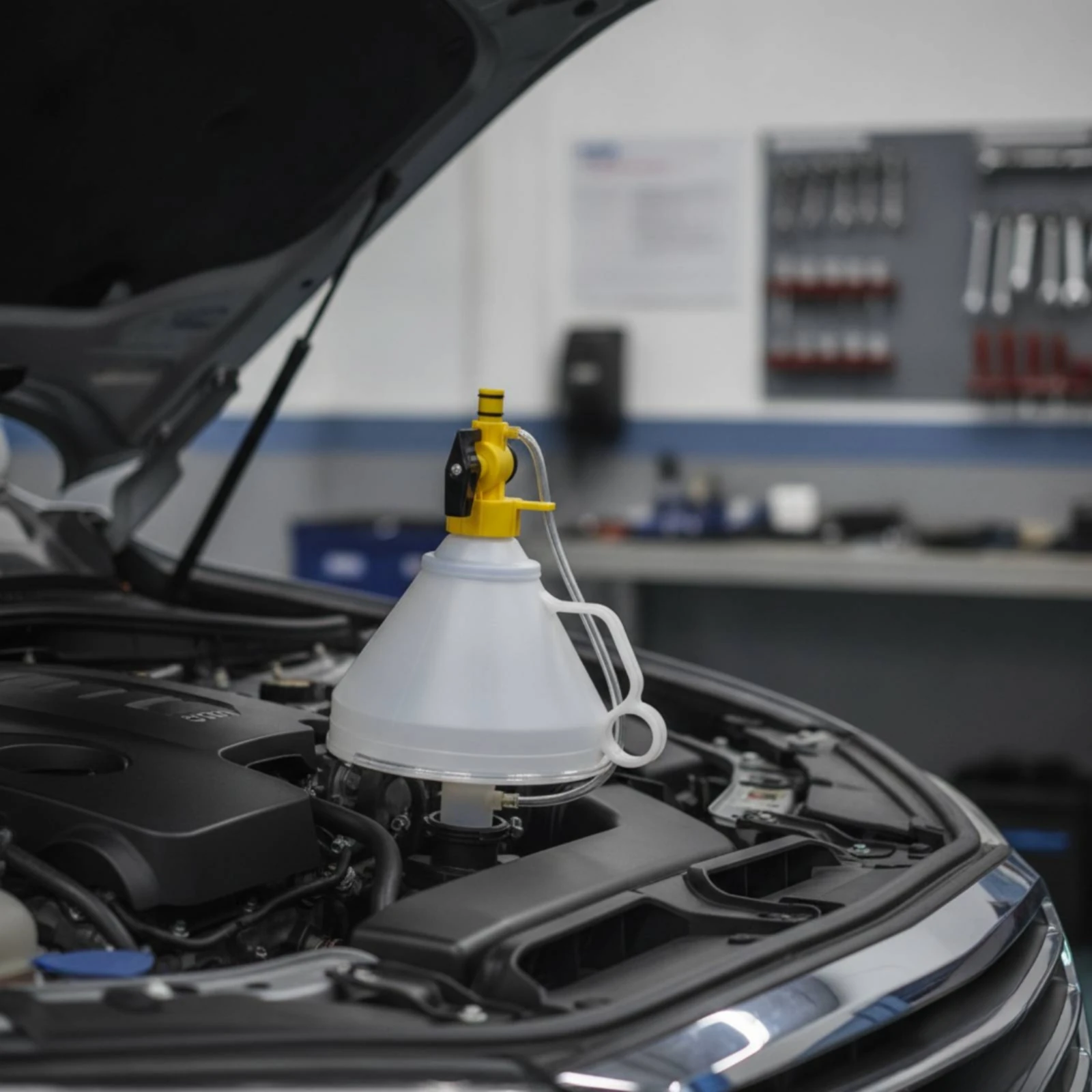 Coolant and Antifreeze Filling Funnel Controlled-Stream Coolant Funnel with Side Handle Wide Mouth Shatterproof