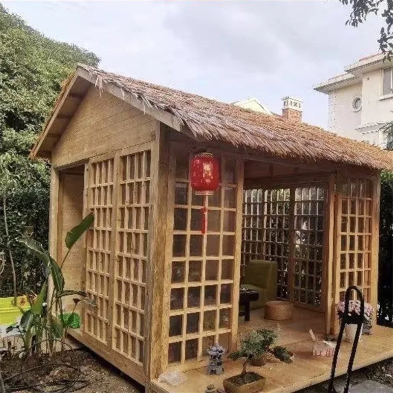 Antiseptic wood thatch wooden house antique small house outdoor courtyard Japanese solid wood tea room garden small courtyard pa