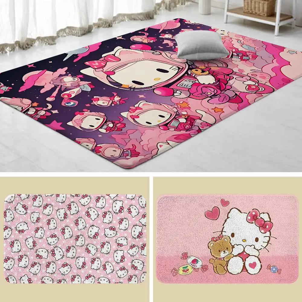 Cartoon-H-hello-K-kittyS Kawaii Carpet Bathroom Anti-slip Mat Door Mat Home Decoration Mat Entrance Door Mat Scratch-resistant