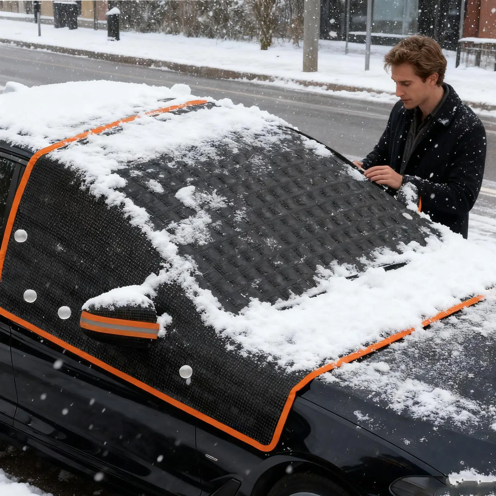

Magnetic Snow Cover for Car Windshield Windproof Windshield Snow Cover with Strap for Auto Outside Winter All Weather Protection